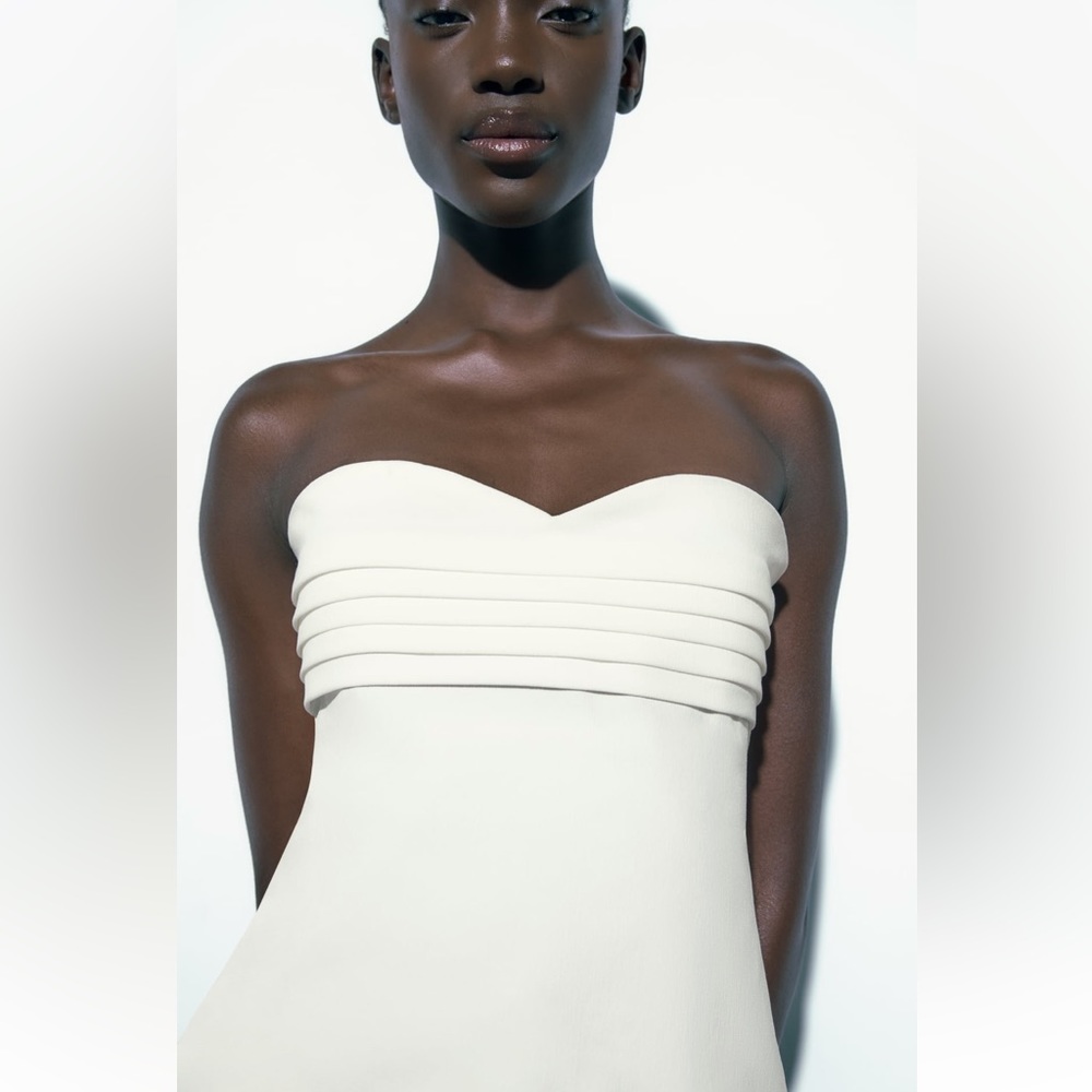 Zara STRAPLESS MIDI DRESS. NWT. White. Sizes S, L. - Picture 2 of 7